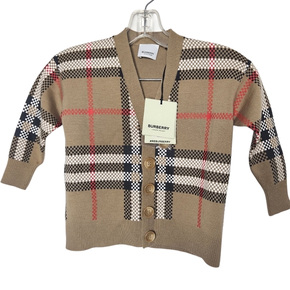 Burberry Boy's Johnny Check-Print Wool Sweater NWT - Picture 4 of 8